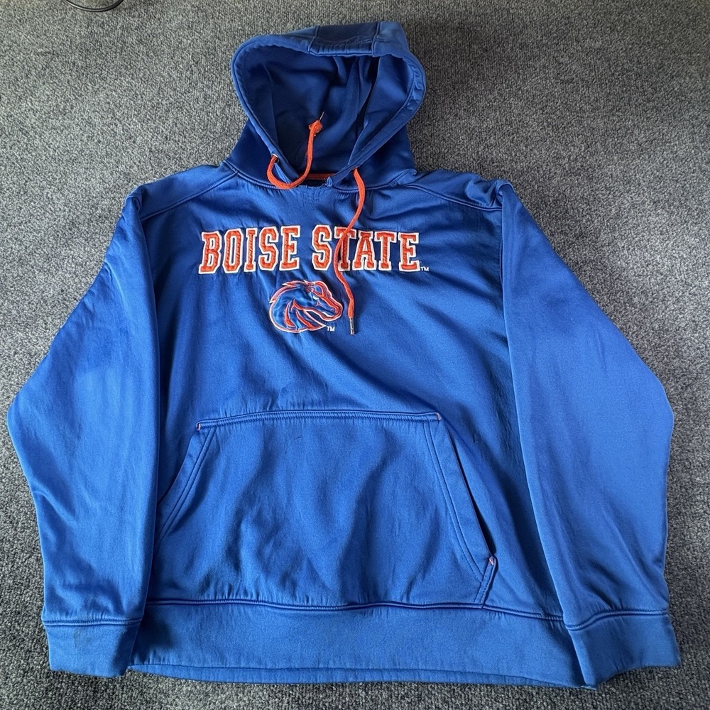 Boise State Broncos NCAA Football Hoodie L Royal Blue Drawstring Sportswear READ